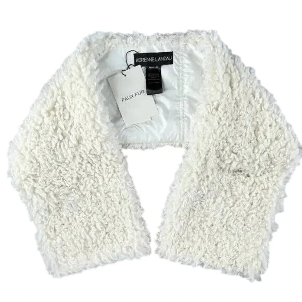 Adrienne Landau Ivory Faux Fur Boa Scarf Wrap Pull Through‎ OS